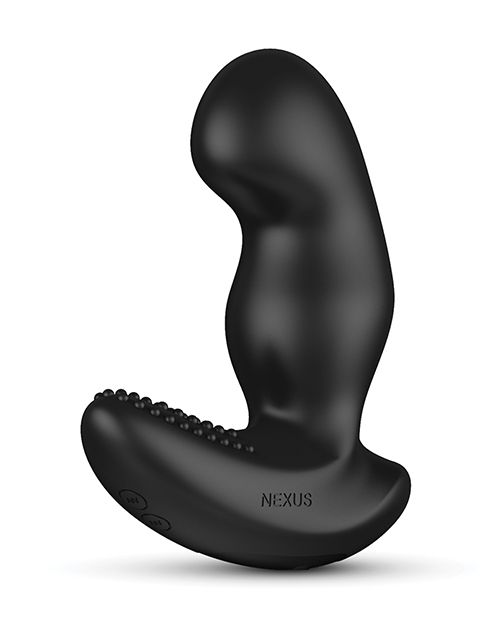 Side view of the Nexus Ride Extreme showcases how protruding the prostate-seeking tip is angled from the thick shaft of the rest of the insertable toy. | Kinkly Shop