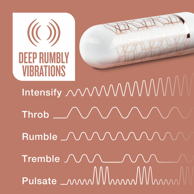 Available vibration patterns on vibrator on the Blush Glitzy | Kinkly Shop
