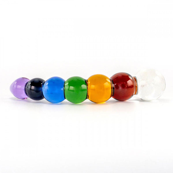 Crystal Delights Rainbow Bubble glass Pride dildo laying flat | Kinkly Shop