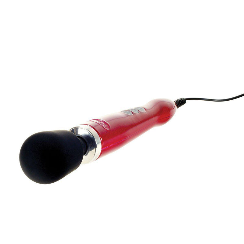 Detail shot of the Doxy Die Cast massager shows the large, broad, smooth, silicone head of the Doxy vibrator wand. | Kinkly Shop