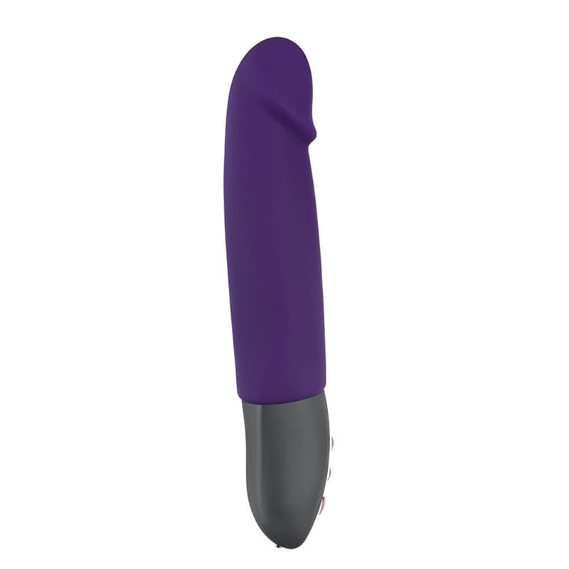 Side view of the Fun Factory Stronic Real. This angle showcases the pronounced lip of the head of the vibrator. The rest of the shaft is smooth. | Kinkly Shop