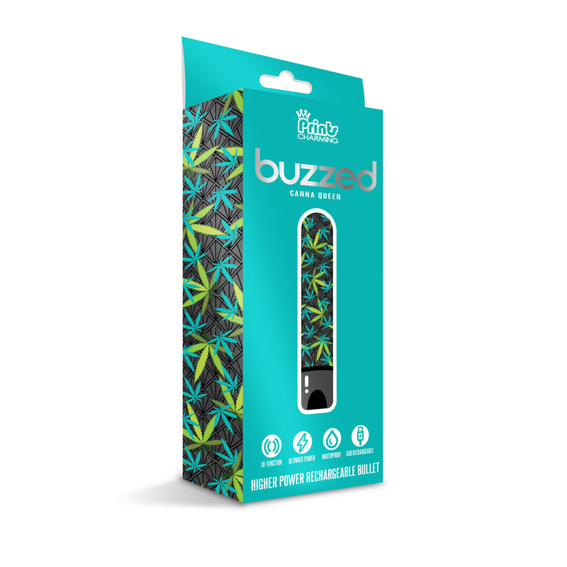 Packaging for the Buzzed Rechargeable Bullet maryjane vibrator | Kinkly Shop