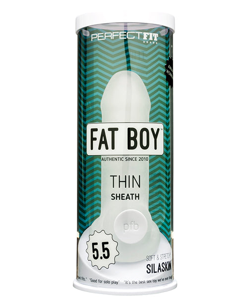 Perfect Fit Fat Boy Thin Penis Extender Sleeve packaging for the 5.5" penis extender | Kinkly Shop