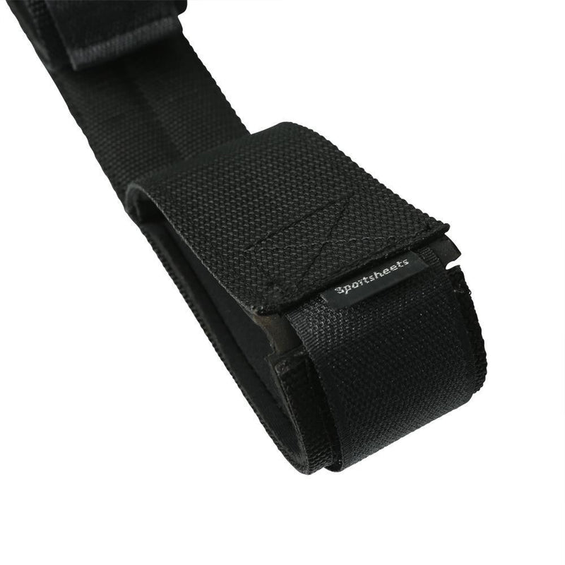 Detail shot shows the nylon and velcro design of the adjustable cuffs on the Sportsheets Bondage Bar | Kinkly Shop