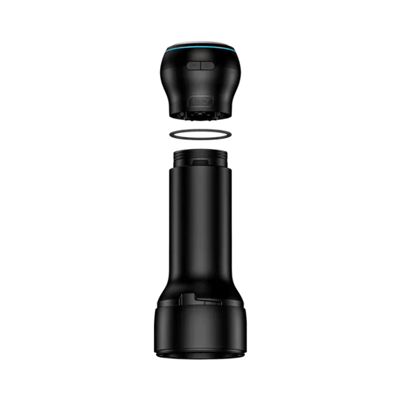 The KIIROO Power Blow being screwed onto the end cap spot of a compatible KIIROO stroker. | Kinkly Shop