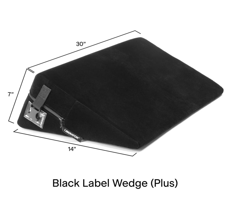 An illustration of the Liberator Black Label Wedge with measurements superimposed over the illustration. All measurements can be found in the text of the product description. | Kinkly Shop