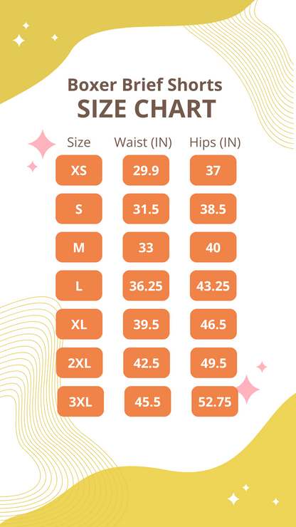 Size chart for the Sex.com Boxer Brief Shorts. All of the product measurements are included within the text description itself. | Kinkly Shop