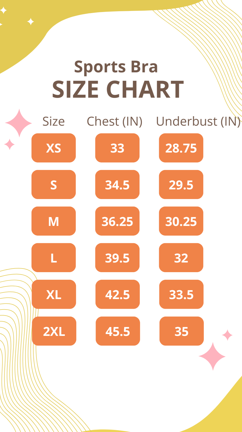 Size chart for the Sex.com Sports Bra. All measurements for the bra are included within the text description. | Kinkly Shop