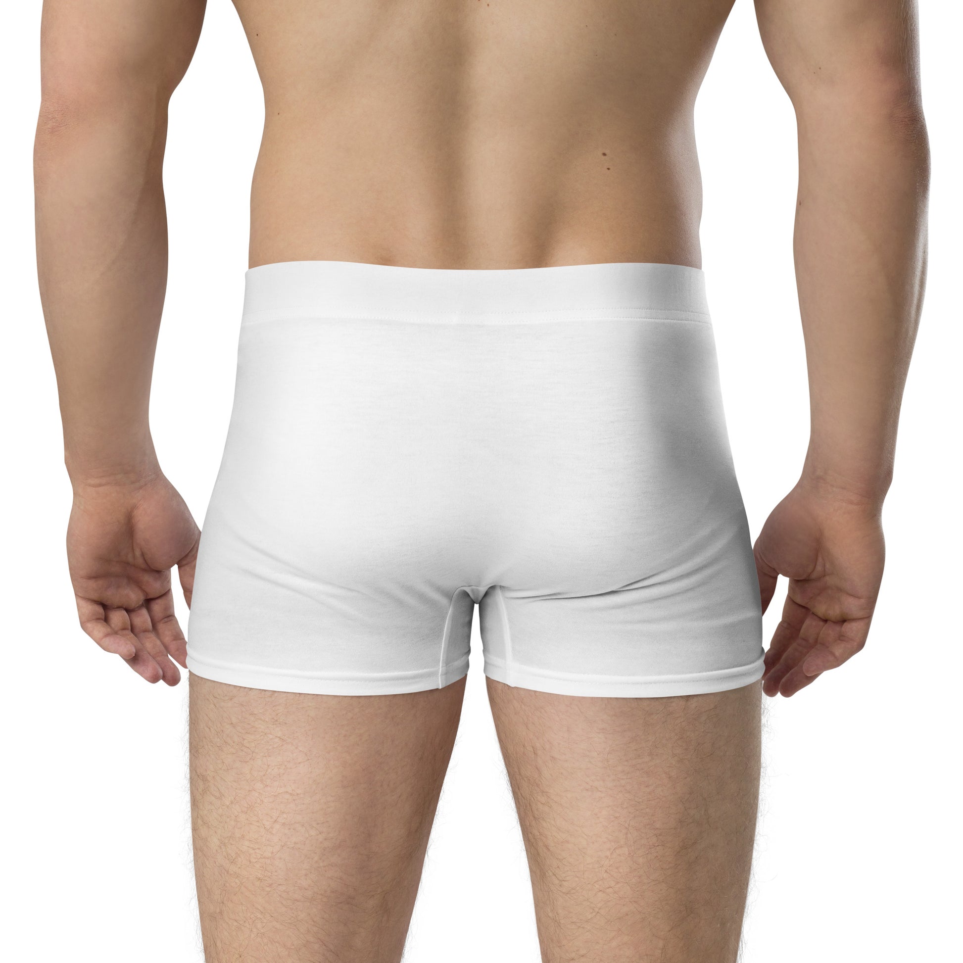 Backside of the Sex.com Boxer Shorts, facing away from the camera, showing the plain white back of the underwear. | Kinkly Shop