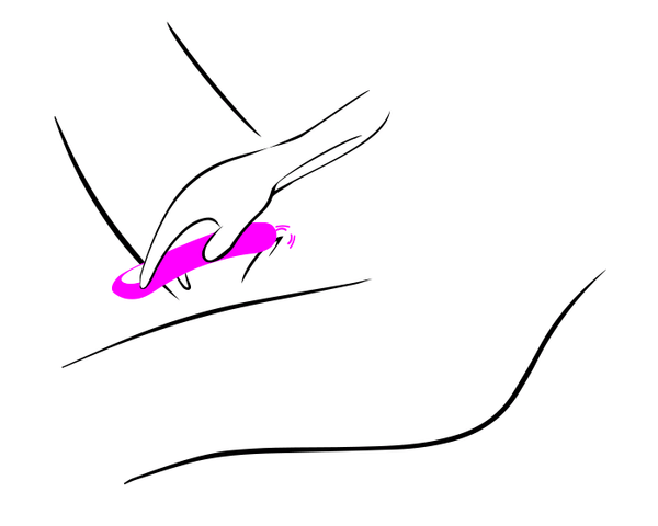 An illustration shows someone with a vulva using the KIIROO Pearl2+ G-Spot Vibrator. They are holding the tip of the vibrator up against the clitoris without inserting it. | Kinkly Shop