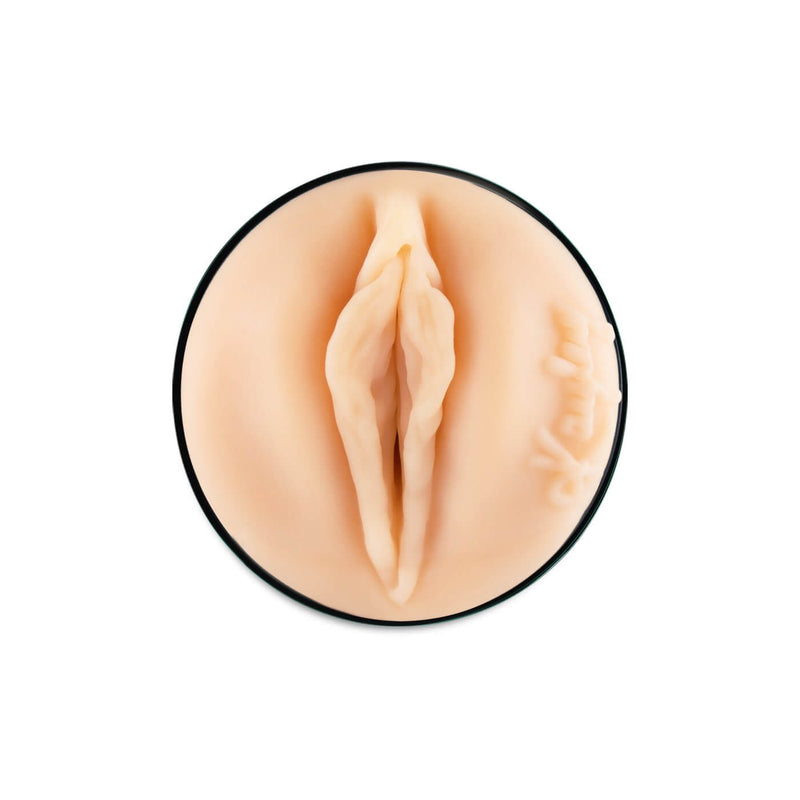 Close-up of the vulva orifice of the KIIROO FeelStars FeelKayley Stroker. It's directly molded after Kayley's body. | Kinkly Shop