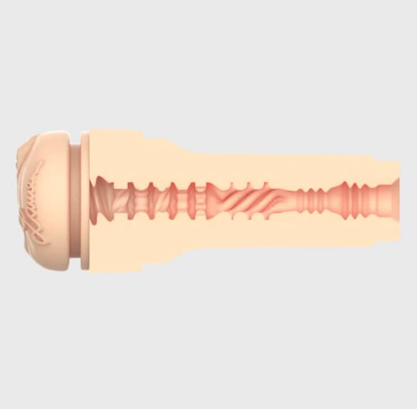 Cross-section of the internal texture of the KIIROO FeelStars FeelLauren Stroker. The texture includes swirls and other snug orifice points to slide through. | Kinkly Shop