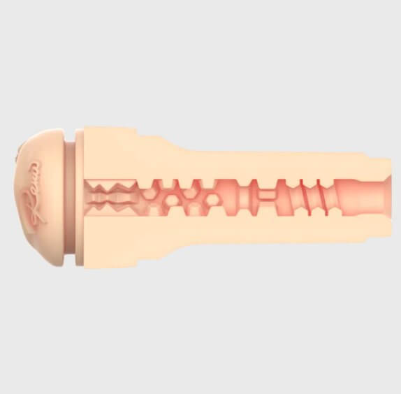 Cross-section of the internal texture of the KIIROO FeelStars FeelRomi Stroker. The stroker has a lot of protruding squares in various shapes and sizes. | Kinkly Shop