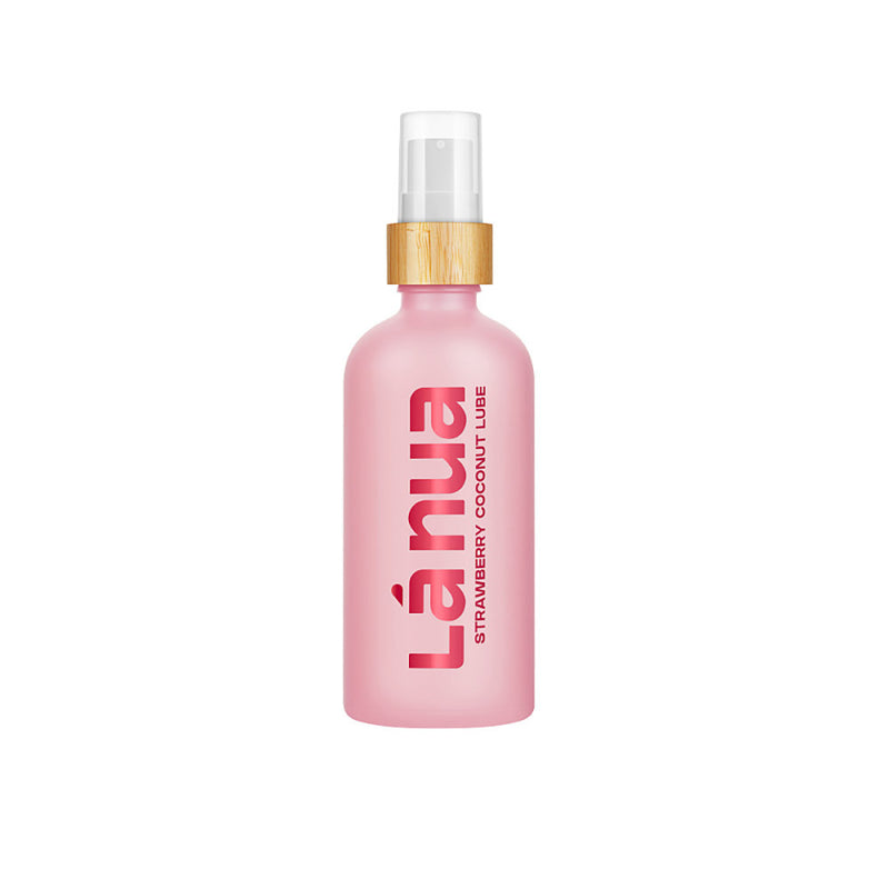 La Nua Water-Based Flavored Lubricant - 100ml in Strawberry Coconut. It's a pink bottle. | Kinkly Shop