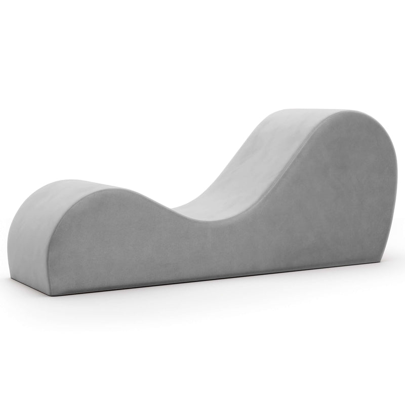 The Liberator Cello Chaise in Platinum up against a plain white background | Kinkly Shop