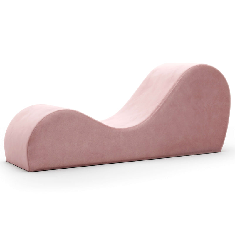 The Liberator Cello Chaise in Rose up against a plain white background | Kinkly Shop