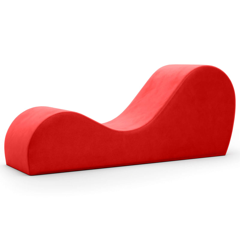 The Liberator Cello Chaise in Red up against a plain white background | Kinkly Shop