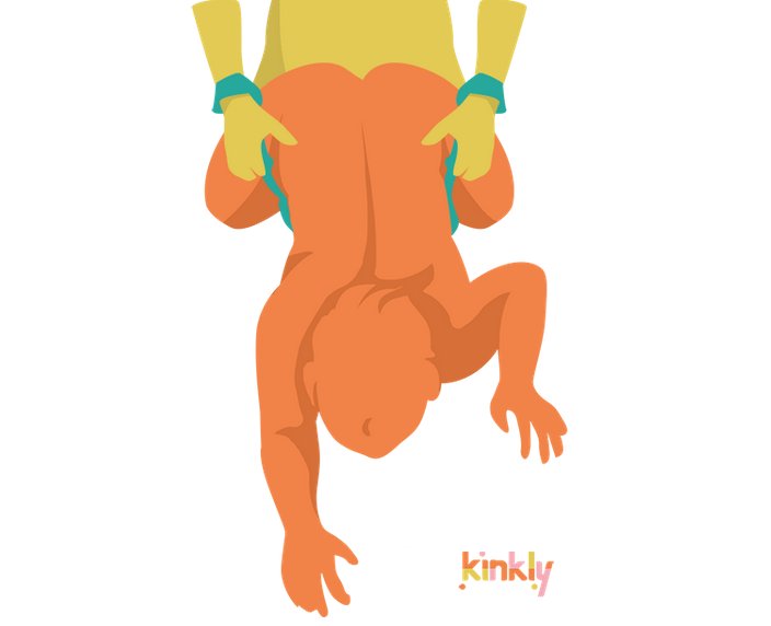 Lion's Roar Position - the receiver on their hands and knees is penetrated from behind. Their hips are supported by a strap held by the partner. | Kinkly Shop