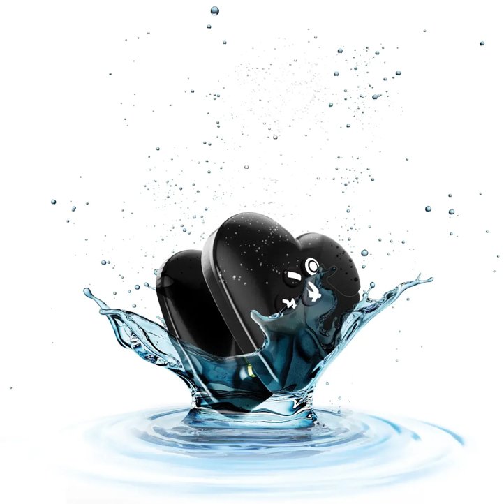 The Mystim Heart's Desire photoshopped being dropped into a pond of water. This is to showcase the water resistance of the Mystim Heart's Desire. | Kinkly Shop