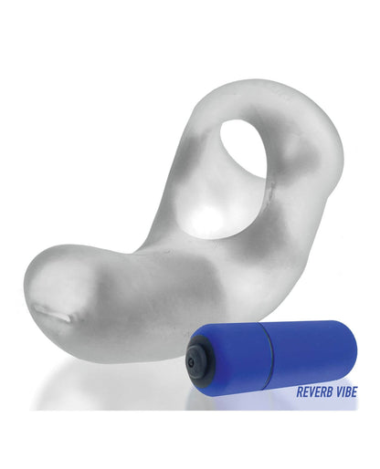 The Oxballs Buzzfuck Taint Vibrator cock ring with the included bullet vibrator sitting out next to it. The bullet vibrator is removable from the cock ring itself and both can be used separately if desired. | Kinkly Shop