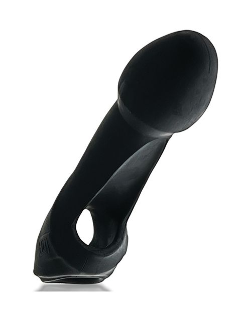 Close-up on the top of the Oxballs Double Thruster showcases the scooped-out design of the top of the dildo, designed to make it easy to rest against your own erection during wear. | Kinkly Shop