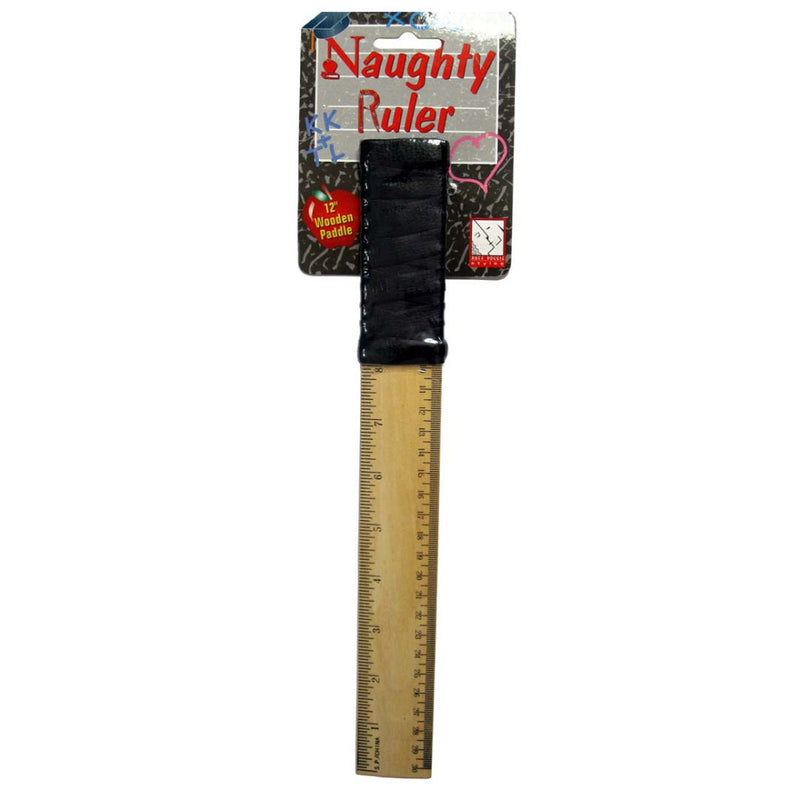 The packaging for the Ruff Doggie Styles Naughty Ruler. It has a cardboard topper on top of the ruler that can be easily removed. | Kinkly Shop