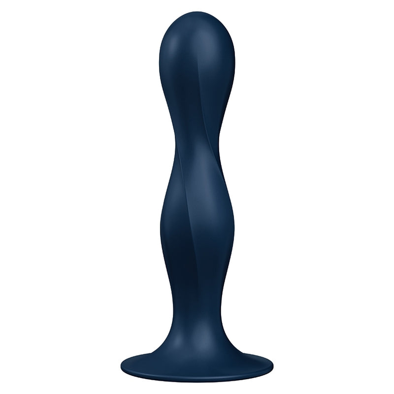 The Satisfyer Double Ball-r in Blue up against a plain white background | Kinkly Shop