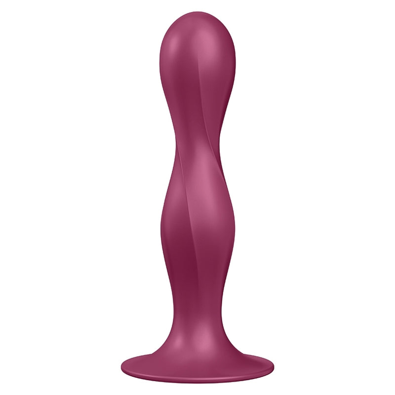 The Satisfyer Double Ball-r in Red up against a plain white background | Kinkly Shop