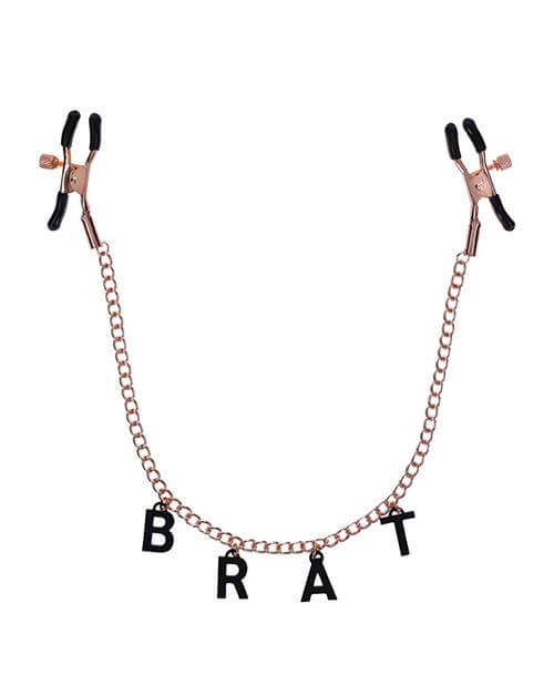 The Sportsheets Brat Charmed Nipple Clamps up against a plain white background. | Kinkly Shop
