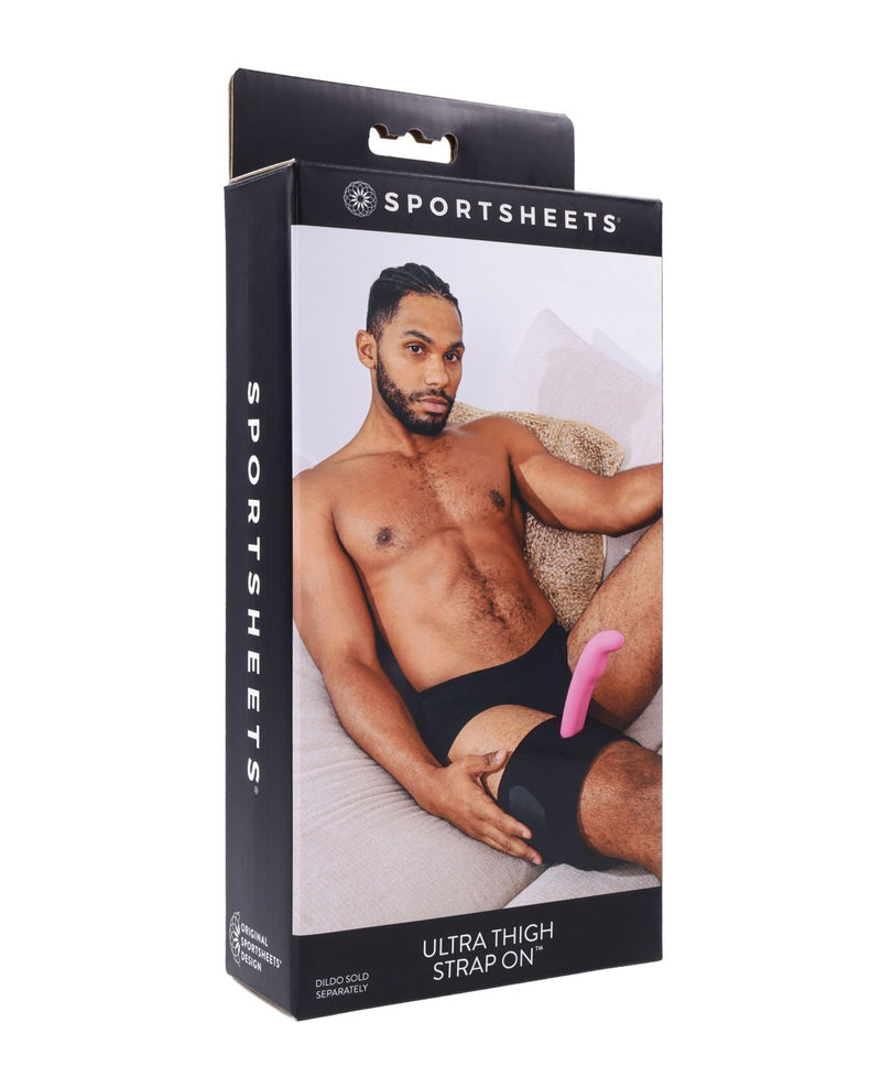 Packaging for the Sportsheets Ultra Thigh Strap-On Harness. | Kinkly Shop