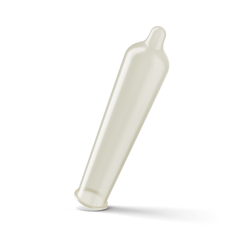 A Trojan Magnum Condom unrolled entirely. This showcases the tapered design that offers more room near the tip of the condom. It also has a resevoir tip. | Kinkly Shop