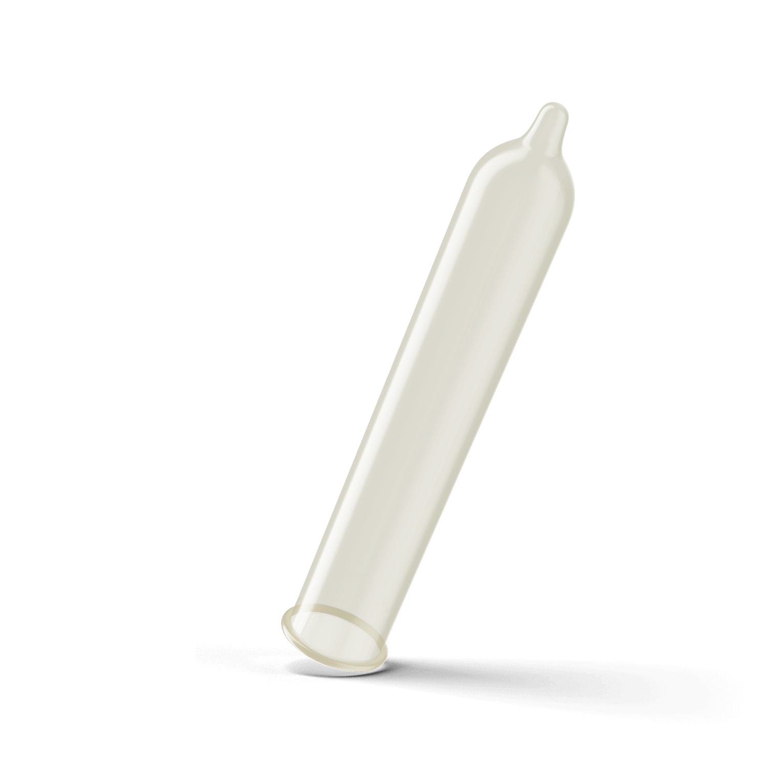 One of the Trojan Ultra Thin Condoms entirely unrolled. This showcases the straight design of the condom alongside the resevoir tip at the tip of it. | Kinkly Shop
