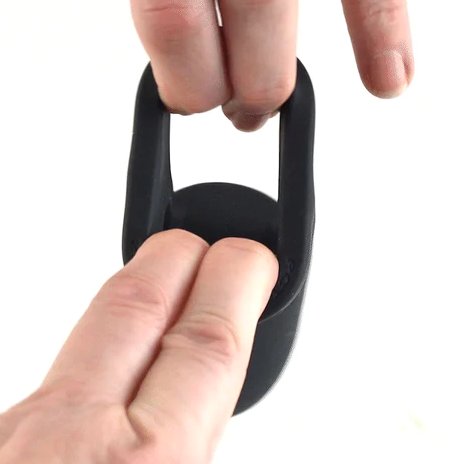 Fingers pull apart the stretchy silicone ring at the bottom of the ViBalldo, showcasing how flexible the new silicone is. | Kinkly Shop