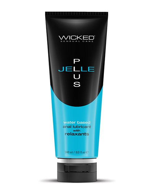 The 240ml bottle for the Wicked Jelle Plus Relaxing Anal Lube | Kinkly Shop