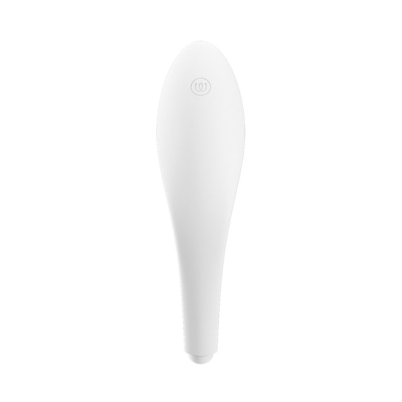 "Backside" of the Womanizer Wave that will point towards the ceiling when the showerhead is installed. It looks super smooth with a streamlined design that would fit really comfortably into a single hand to hold. | Kinkly Shop