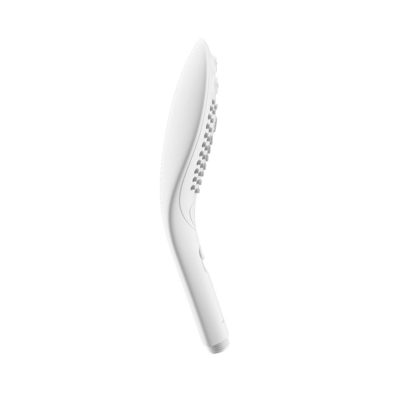 Side view of the Womanizer Wave. This angle showcases the slight angle of the showerhead to make it easier to aim and hold in place with a single hand. The showerhead is at about a 150-degree angle that looks similar to some of the Womanizer sex toy angles. | Kinkly Shop