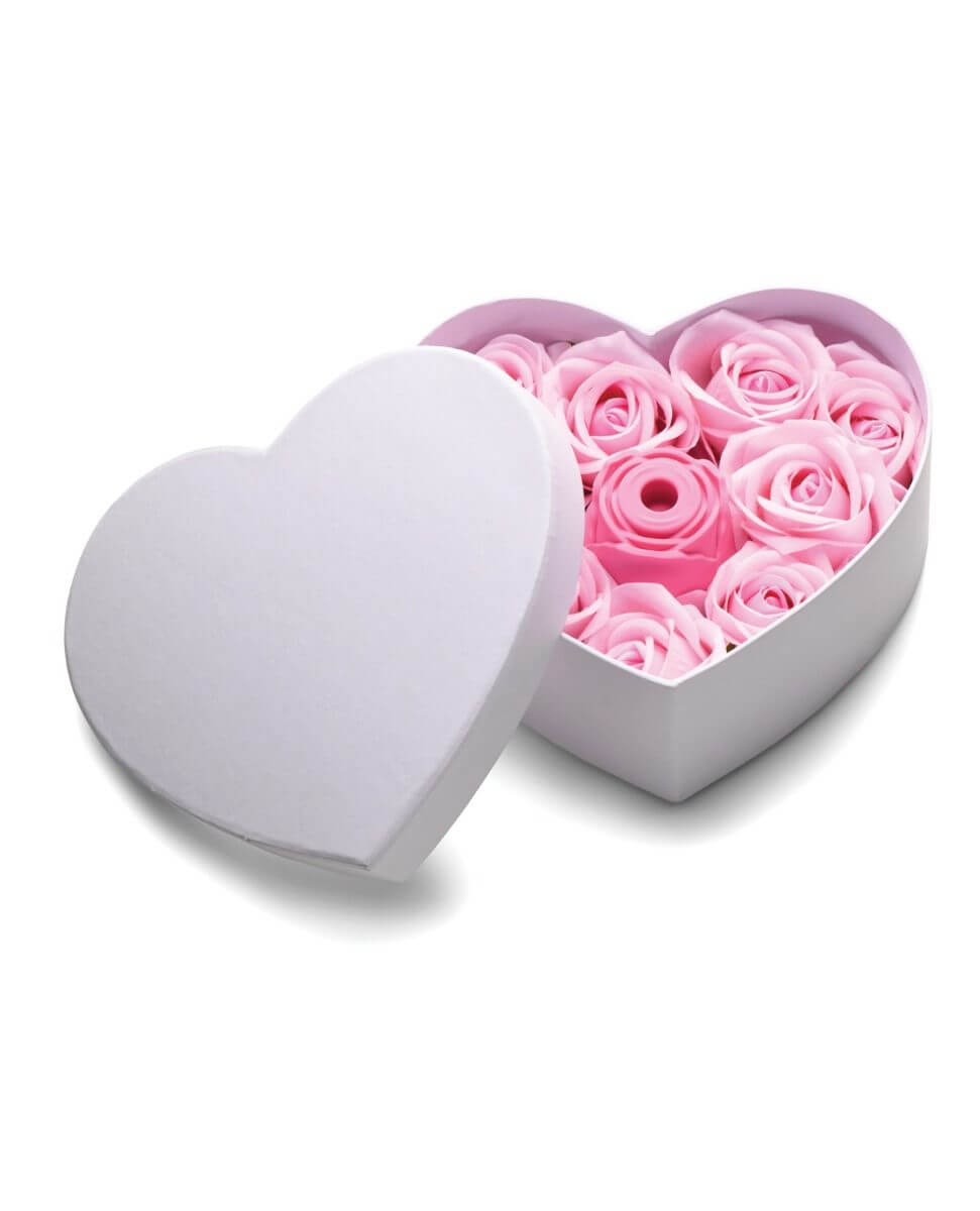 The XR Bloomgasm Rose Lover's Gift Box in Pink up against a plain white background | Kinkly Shop