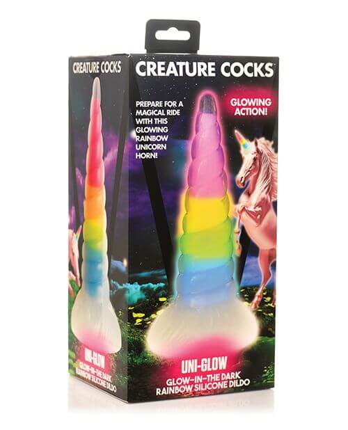 Packaging for the Creature Cocks Uni Glow dildo | Kinkly Shop