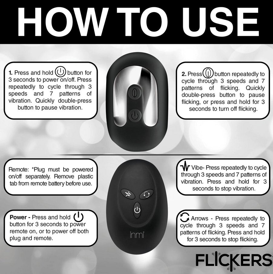 Text-heavy image describes how to use the Inmi Bum Flick. | Kinkly Shop