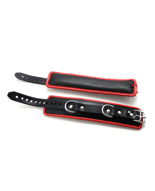 665 Padded Locking Wrist Restraints in Red | Kinkly Shop