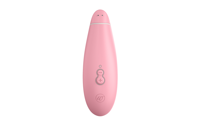 Top-down view shows the buttons and the magnetic charging port of the Womanizer Premium Eco Friendly Vibrator | Kinkly Shop