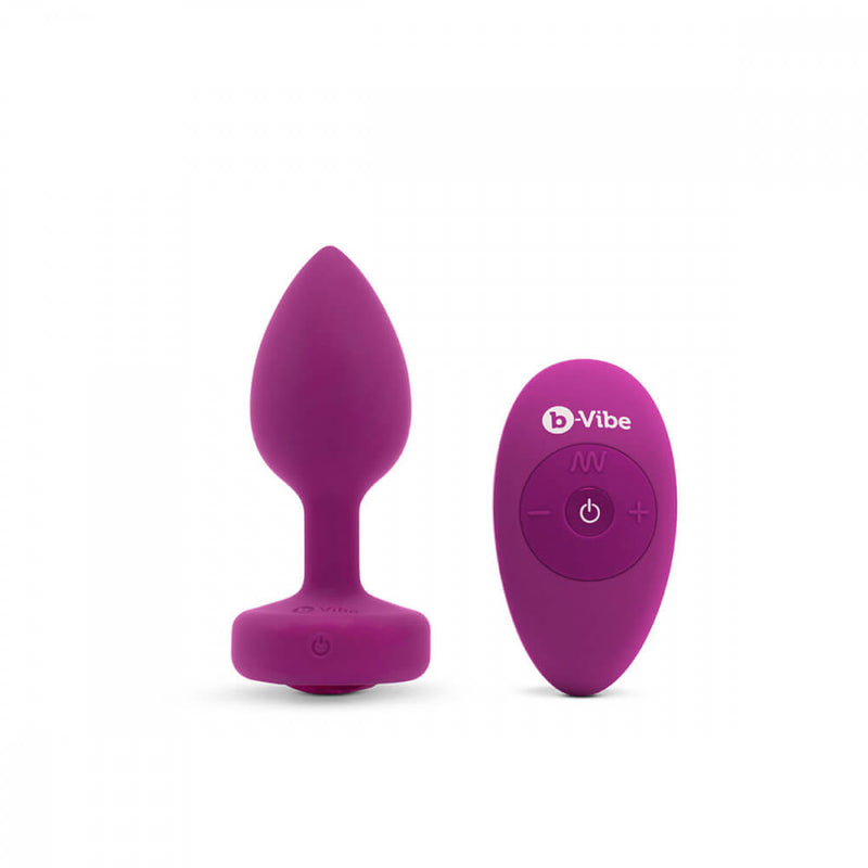 b-Vibe Vibrating Jewel Remote Control Butt Plug in Fuchsia. | Kinkly Shop