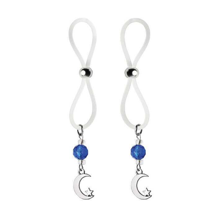 Bijoux de Nip Nipple Halos with Moon and Star Charm up against a white background | Kinkly Shop