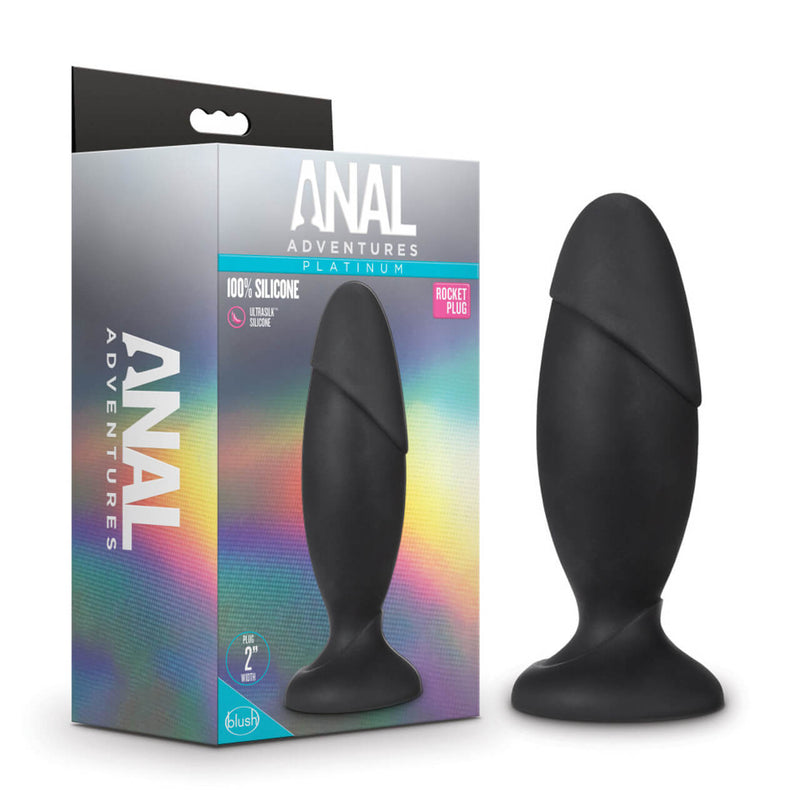 Packaging of the Blush Anal Adventures Rocket Plug displayed next to the product. | Kinkly Shop