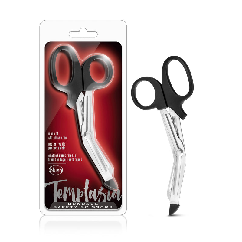 Blush Safety Shears next to the packaging for the Blush Safety Shears | Kinkly Shop