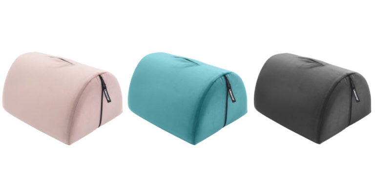 Liberator BonBon Sex Toy Mount in Teal, Black, and Rose all sitting next to each other for easy color comparisons | Kinkly Shop