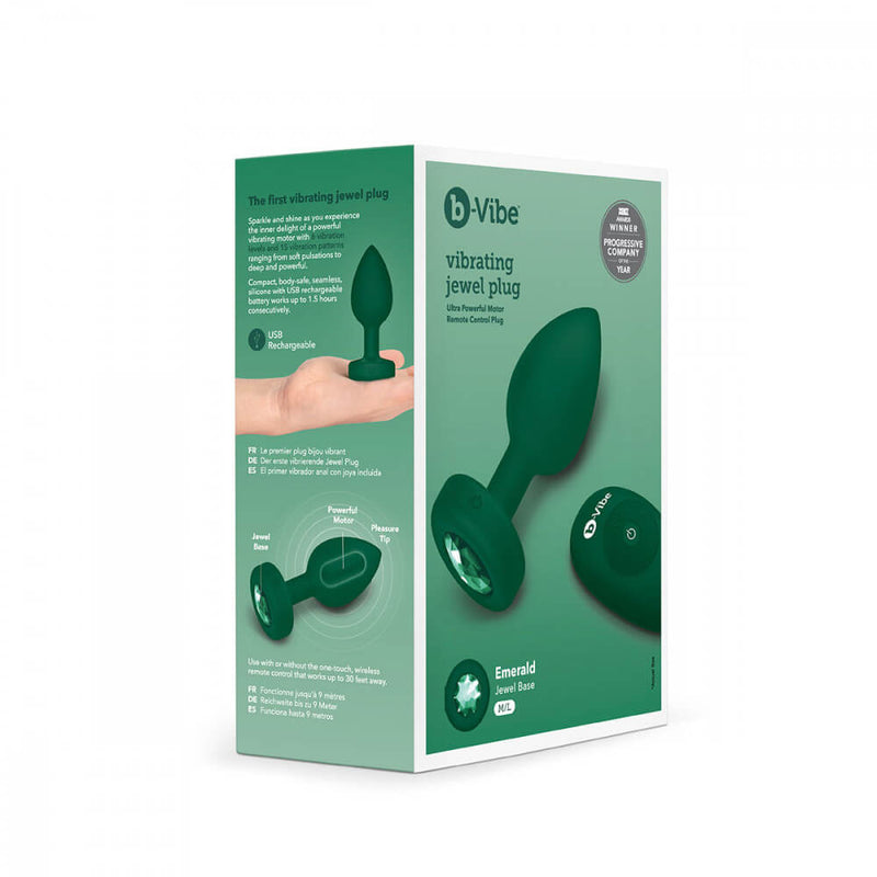 Packaging for the b-Vibe Vibrating Jewel Remote Control Butt Plug | Kinkly Shop
