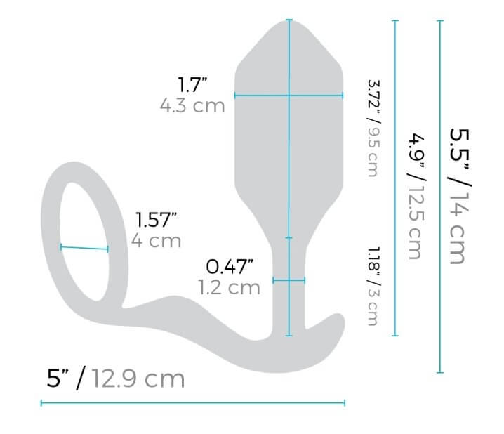 The measurements of the b-Vibe Vibrating Snug and Tug in Extra-Large. The measurements are all written in the product description itself. | Kinkly Shop