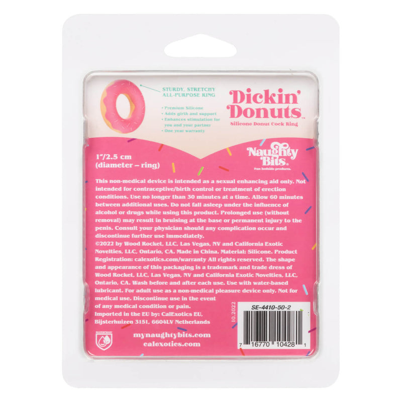 Backside of the packaging. The entire backside is filled with information about how to use the cock ring as well as safety warnings. | Kinkly Shop