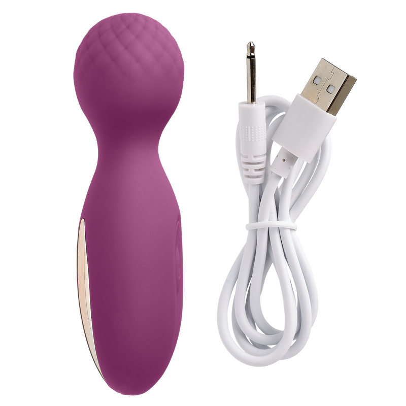 Lay flat image that shows the Cloud 9 Flexi-Massager next to its vibrator charging cable. | Kinkly Shop